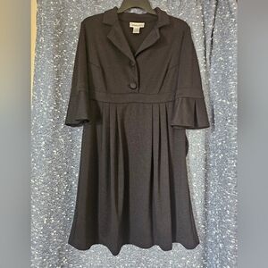 Chadwick’s Lapis Black Dress, Notched collar, 3/4 sleeve, Size 12